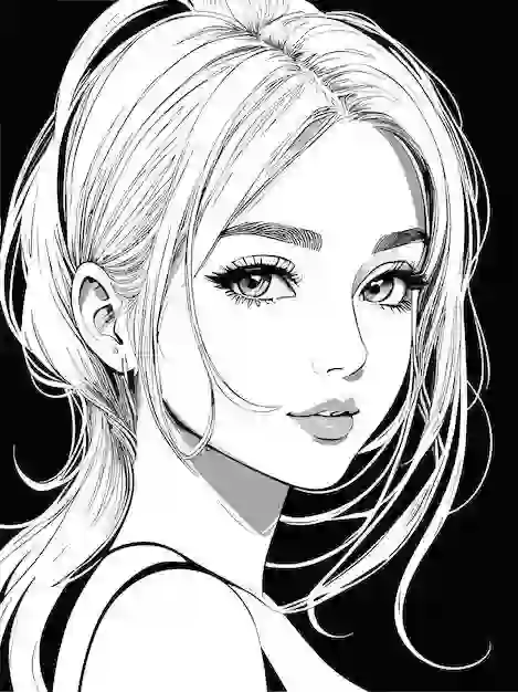 A sketch of a beautiful fair-haired young woman smiling at the camera, used as reference for AI animation.