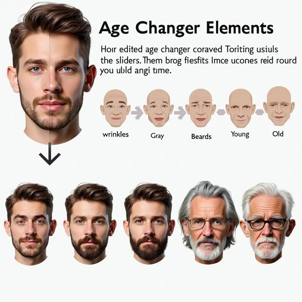 Age Changerさまざまな編集機能には、顔の特徴の追加と削除、0〜100歳の年齢オプションの全範囲のオプションを提供します。