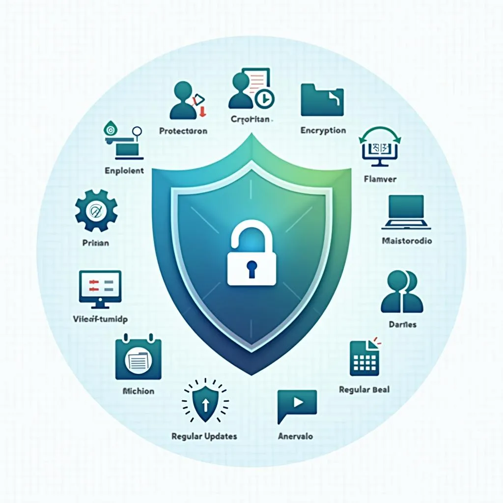 As proteções abrangentes da privacidade do mudador de idade face, mostrando como várias tecnologias e táticas de segurança funcionam em conjunto para proteger os dados do usuário.