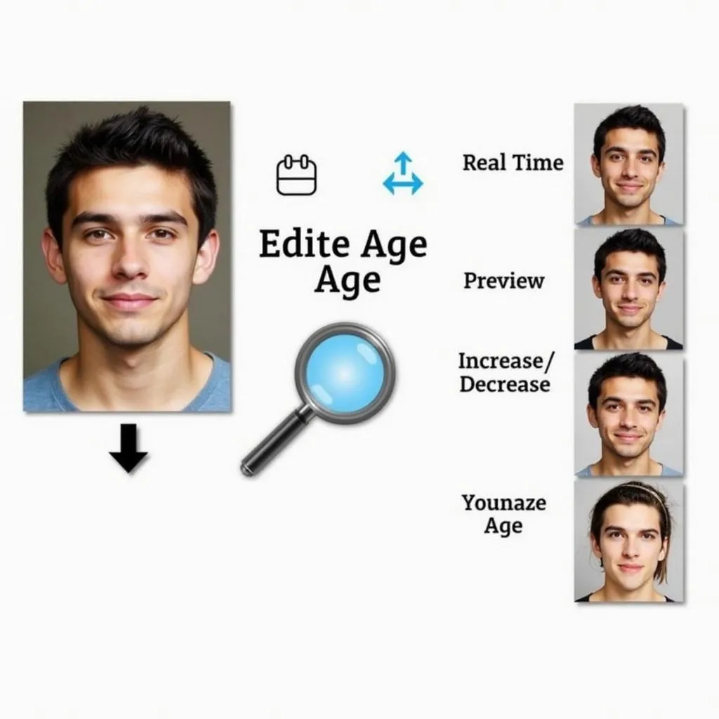 A functional interface that supports online preview and editing, showing how face age editor help adjust details and transform age.