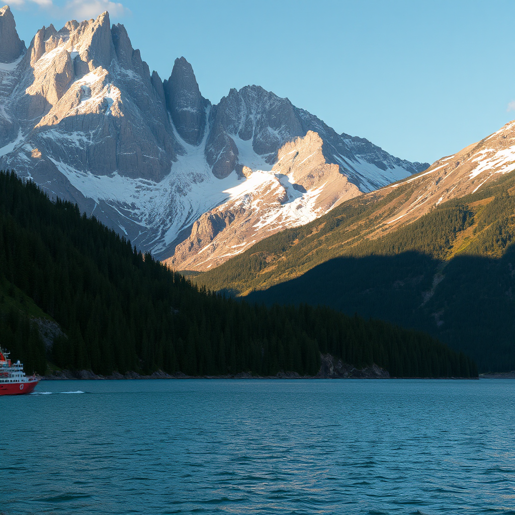 Vista di montagna e mare dopo il potenziatore del colore dell'immagine AI Regolazione.