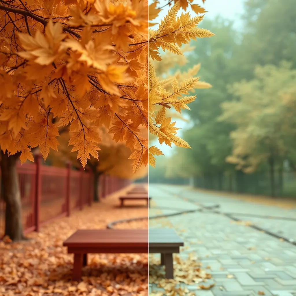 Picture Enhancer restaure les couleurs des feuilles d'automne qui tombent.