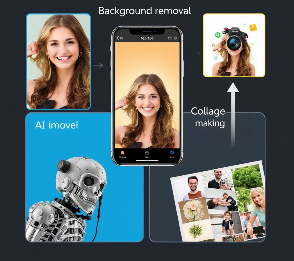 Image-processing features of picture enhancer including background removal.