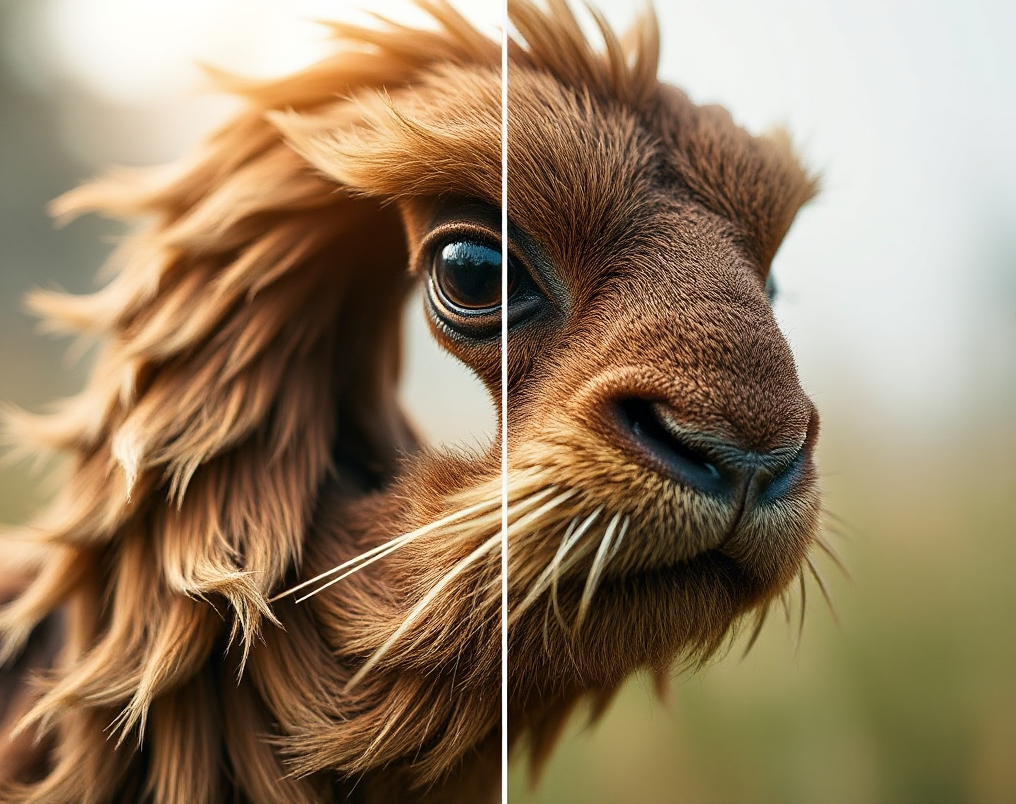 Preserva los bigotes y los pelos de la nutria al mejorar la calidad de la imagen.