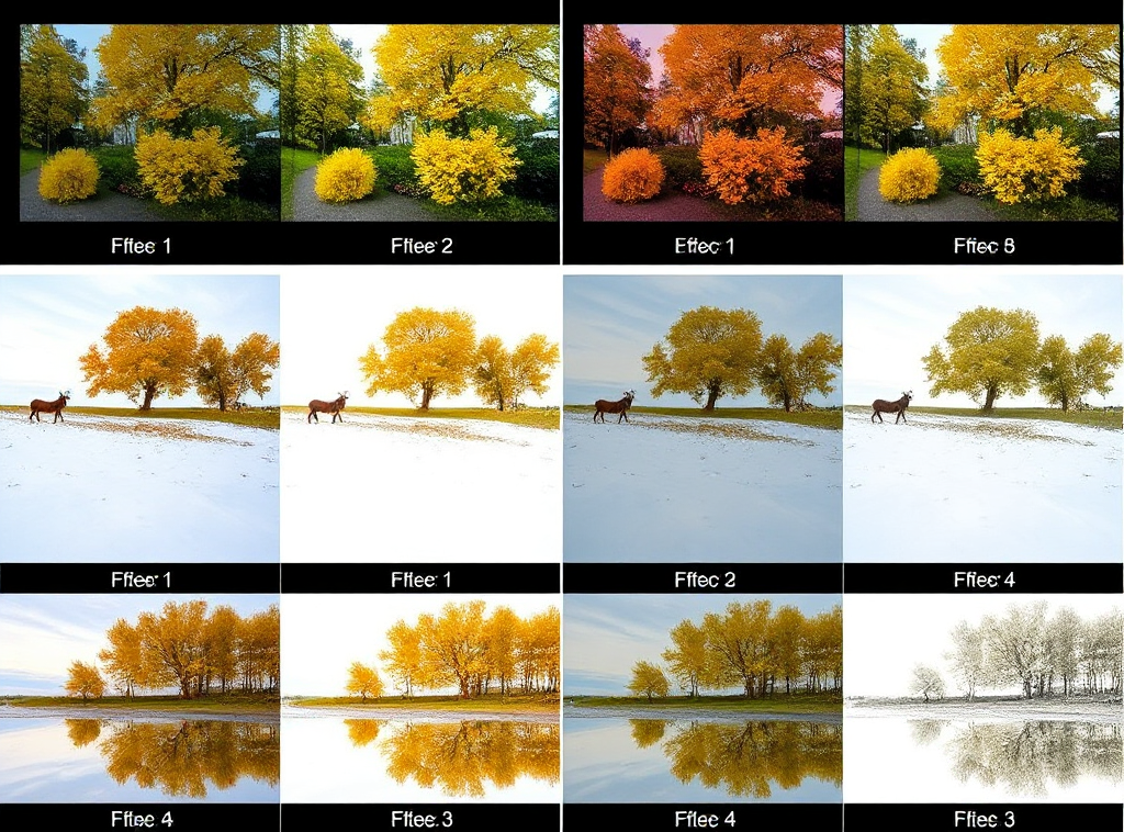 AI Picture Enhancer levert de verschillende effecten van boomfoto's op.