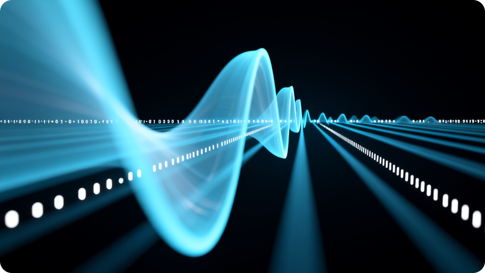 具有未來主義設計的藍色聲波,表示聲音、音頻處理。