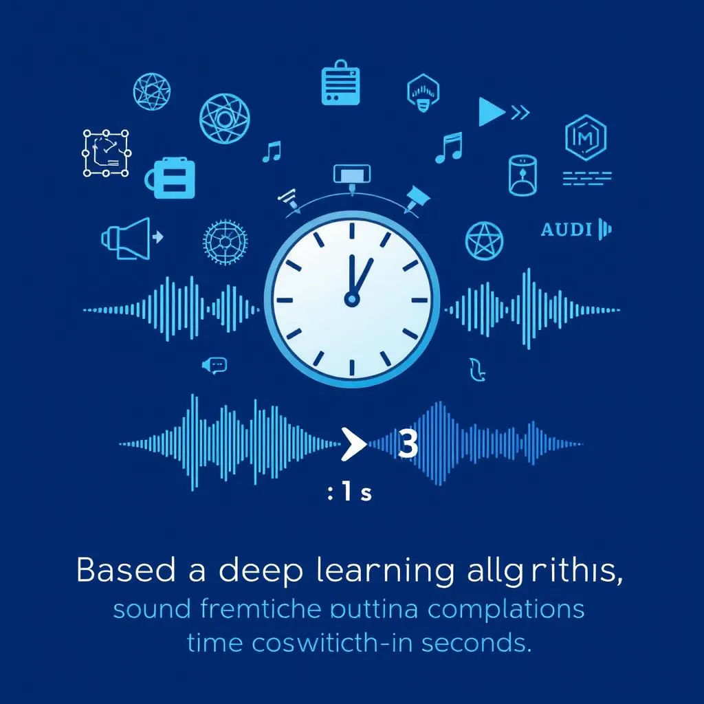 Large clocks and neural networks combine to highlight the speed and technology of voice swapping.