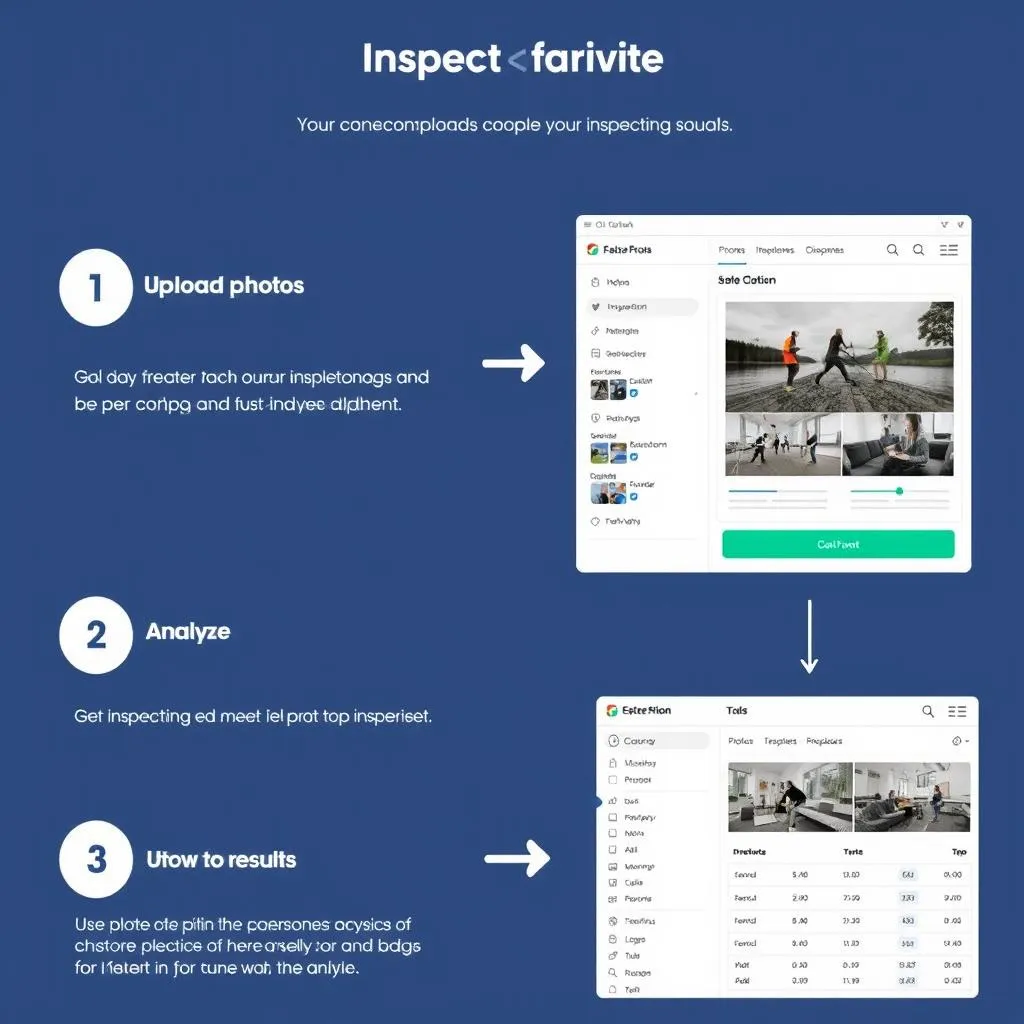 Een eenvoudige en intuïtieve gebruikersinterface voor de Face Swap -identificatie, waaronder processen zoals het uploaden van foto's, klikken om te analyseren en resultaten te bekijken.