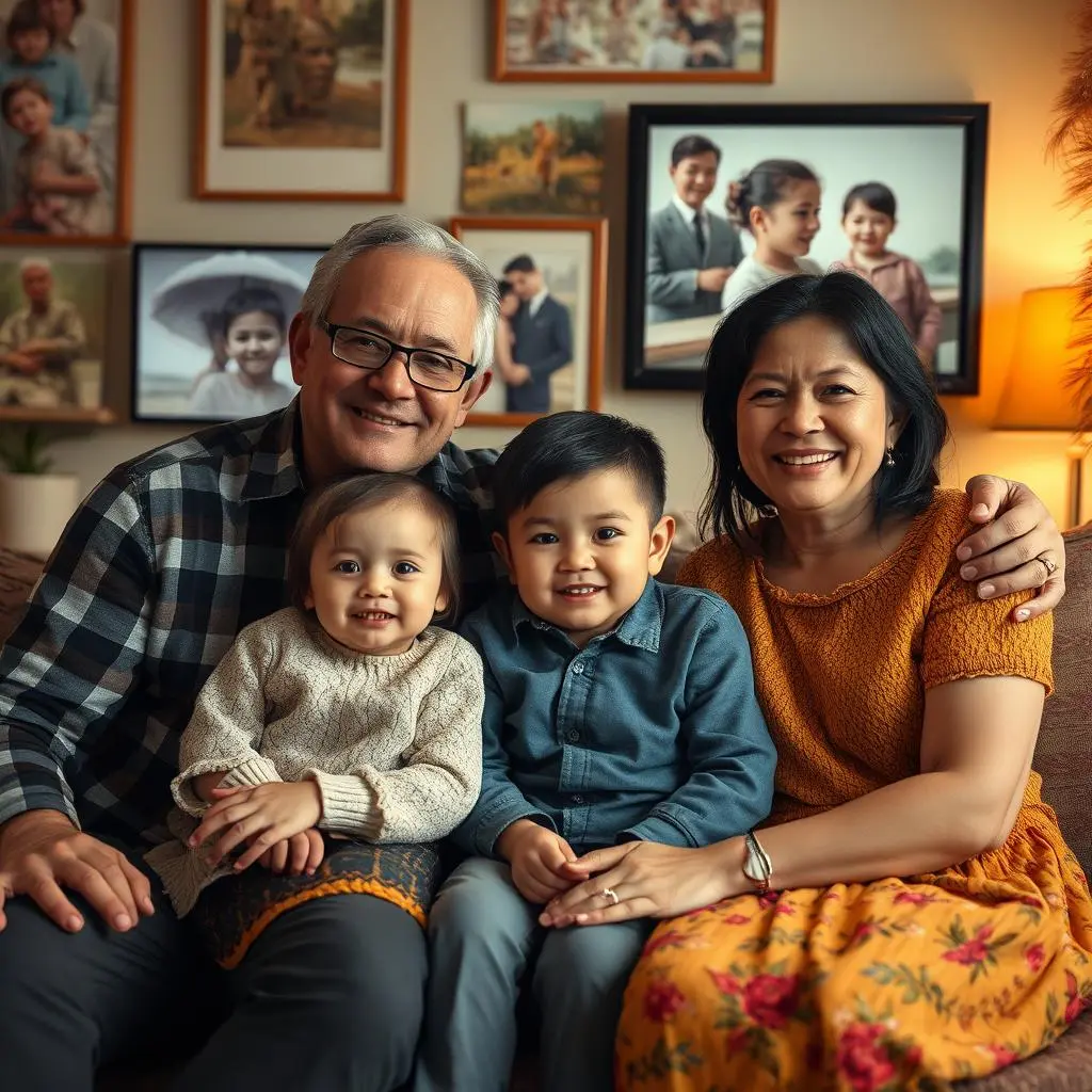 Die Wirkung des Fixierens von Augenfotos geschlossenes Familienfoto.