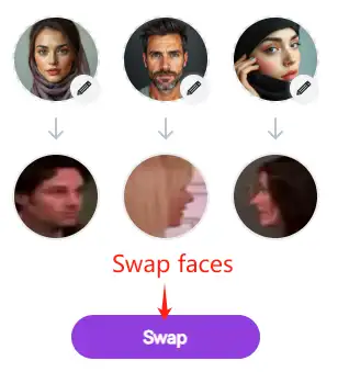 Nhấp vào nút hoán đổi trên mạng và AI sẽ hoán đổi khuôn mặt.