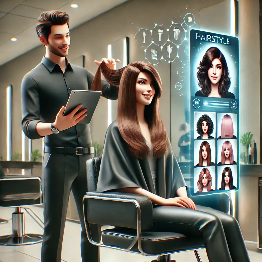 AI technology is integrated into the hair swapping experience,customer can try different hairstyle.