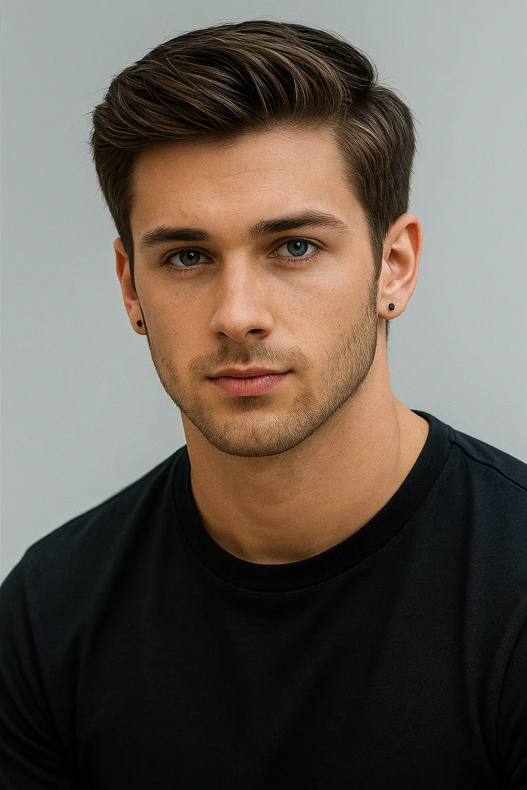 The side-swept comb over makes him polished and professional.