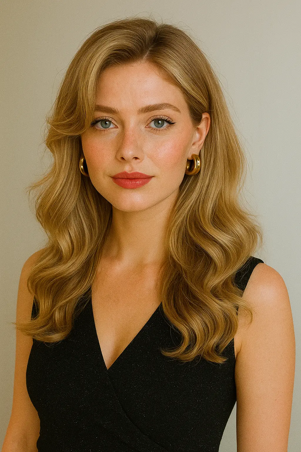 Side-swept large waves with a vintage, red-carpet-inspired feel.