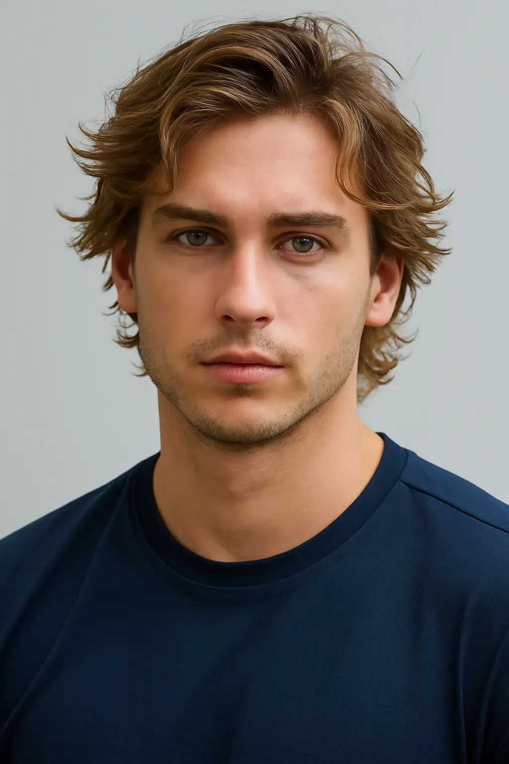 His curly hair is full of life and volume, bringing natural, free-spirited energy.