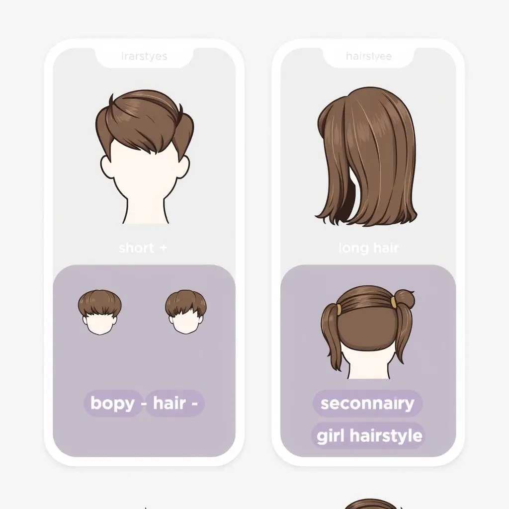 L'interface de coiffure secondaire de Hair Swapper qui prend en charge le cosplay à faible coût.