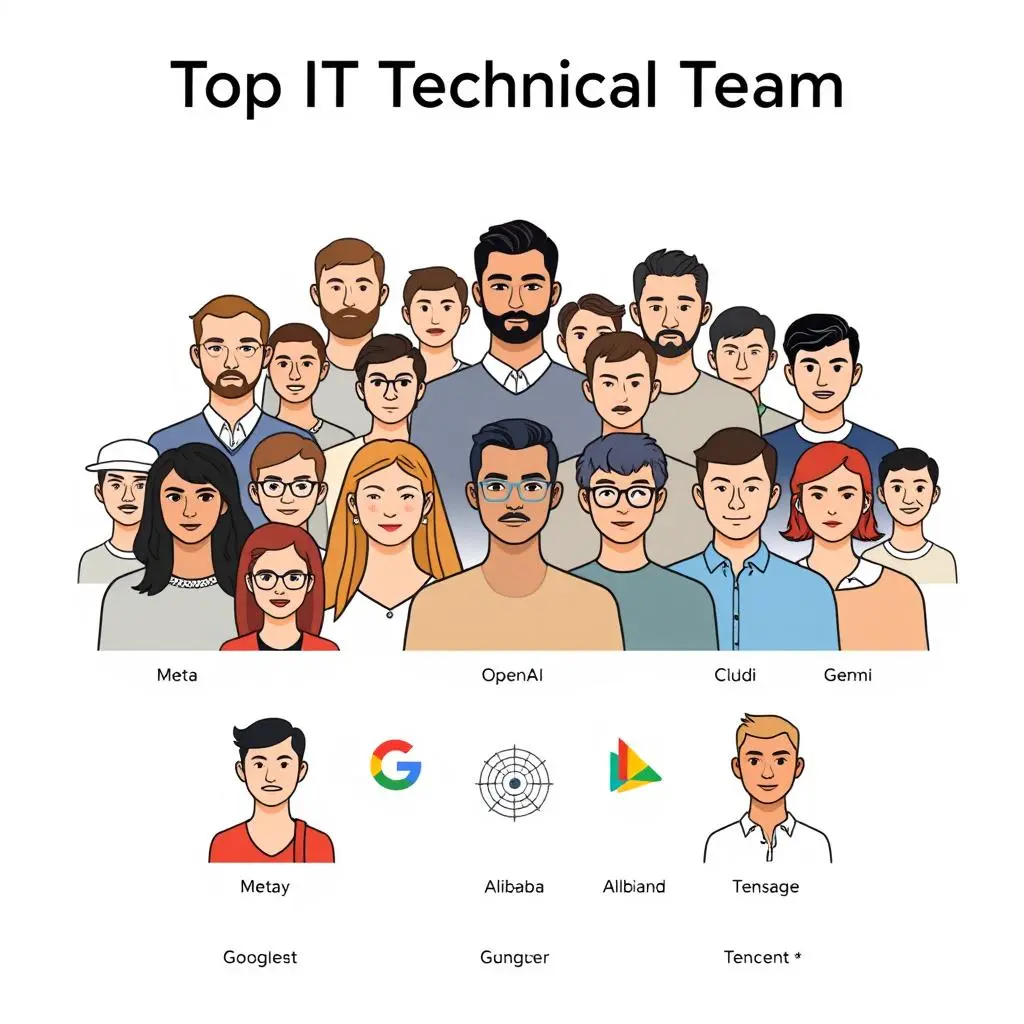 Das Bild visualisiert, dass das KI -Team der Swap Faces aus Talenten von Top -Tech -Unternehmen besteht