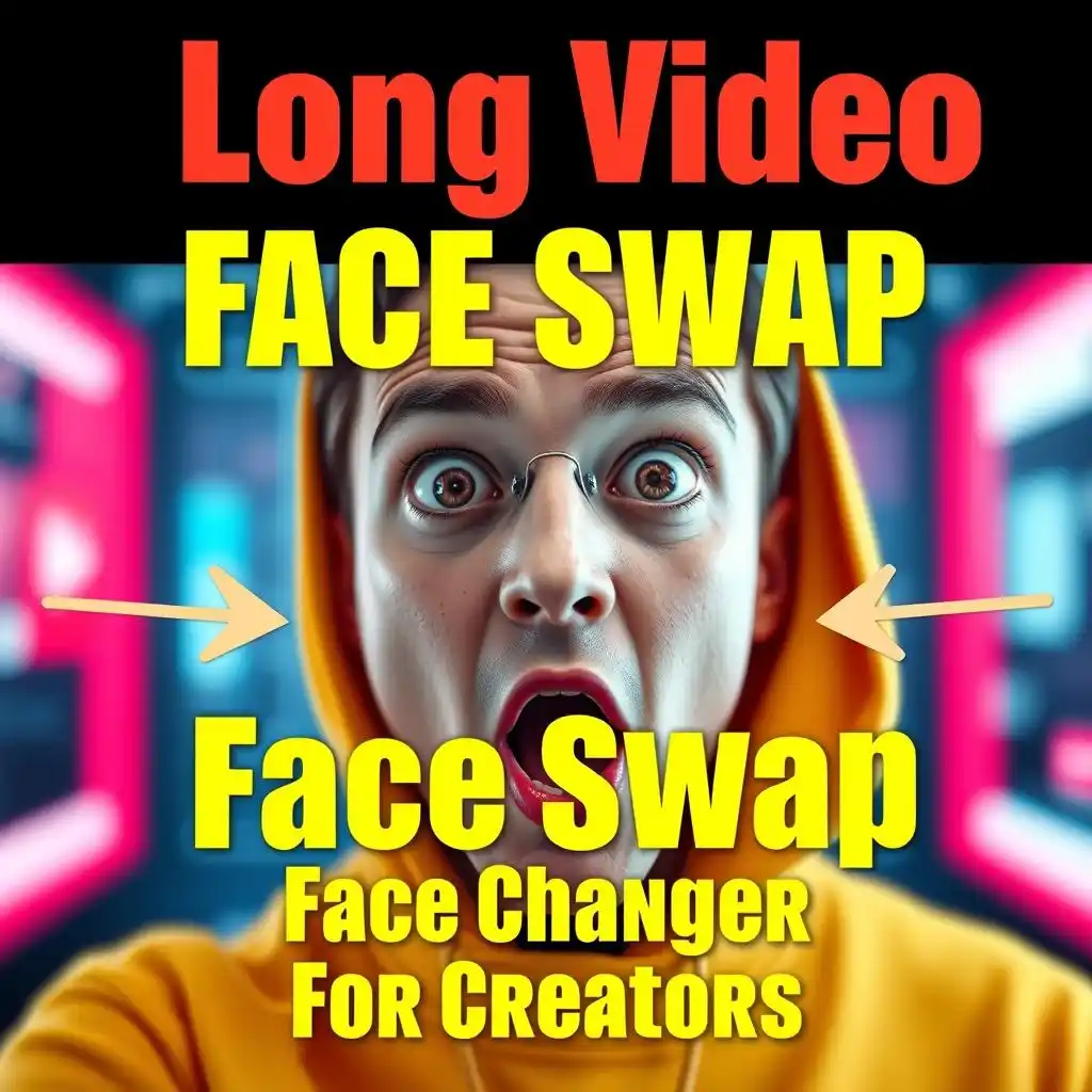 A surprised face of a content creator, showing that long video face swapping service make user amazing.