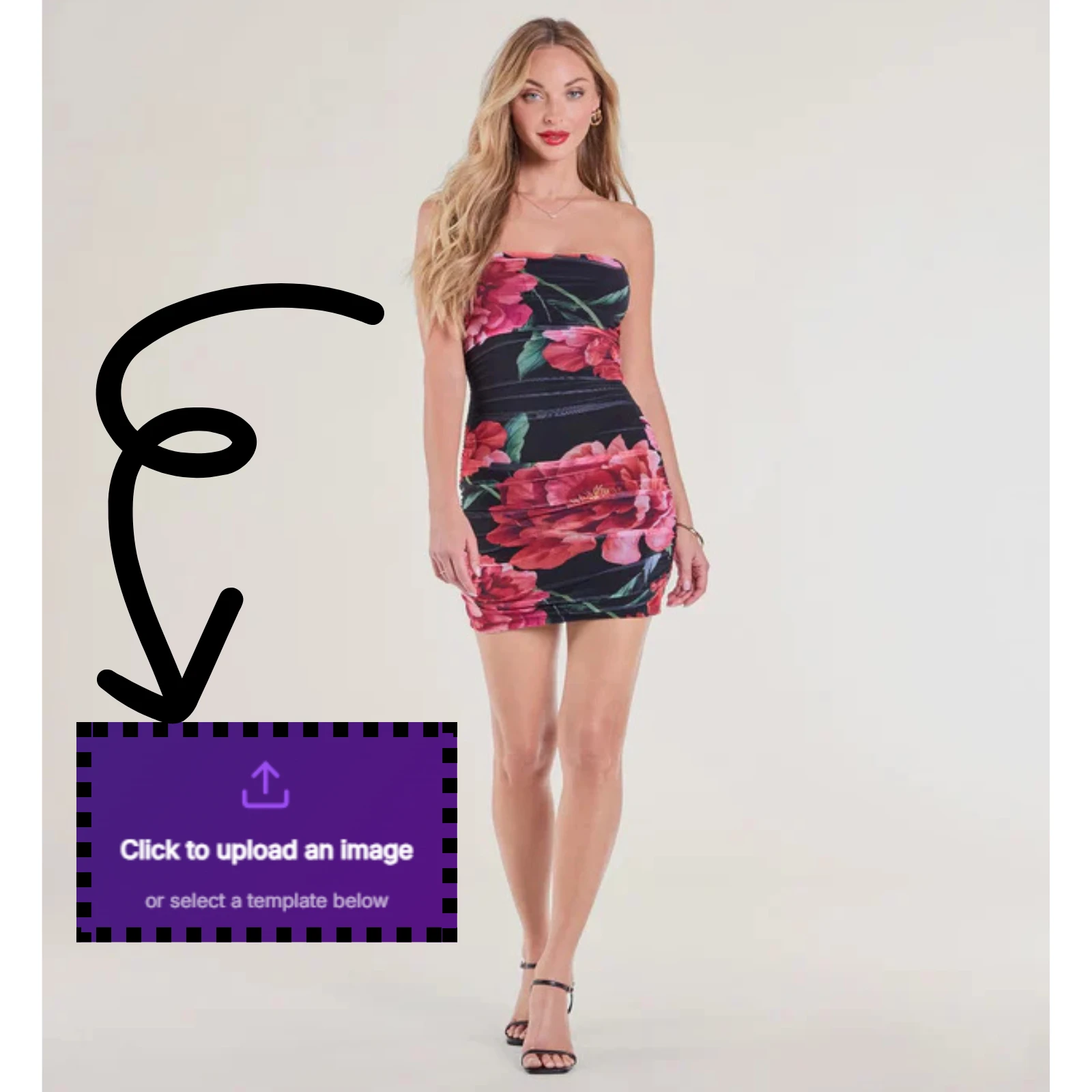 Upload the young beautiful girl photo or choose a model from the template section in the AI clothes changer.