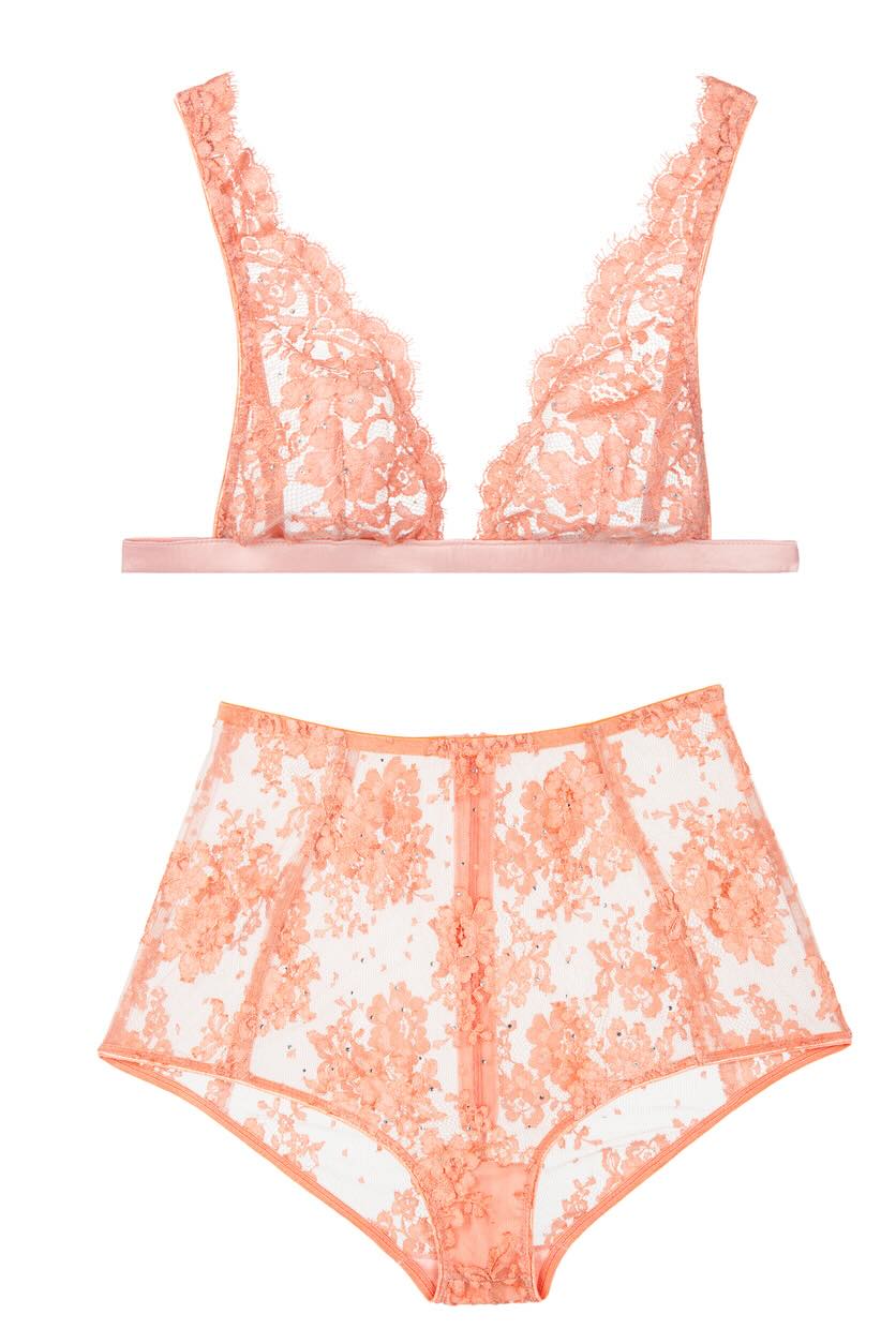 Select the clothes you want to change. Using the AI clothing changer, it will swap them for this trendy peach pink bra and panty set.